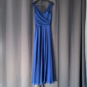 NWT Belsoie Tiffany Chiffon/Lace dress in cobalt
